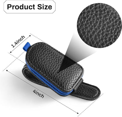 SINGARO Sunglasses Holder for Car, Leather Magnetic Buckle Sun Visor Sunglass Clip, Ticket Card Storage Glasses Clip, Car Interior Accessories for Men and Women（2PCS Black-Blue） - Image 5