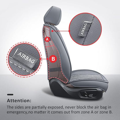 Ram Front Seat Covers Grey for 2009-2026 RAM 1500/2500/3500,Leather | Leather Ram Seat Cover,Waterproof Truck Seat Covers,Grey Car Seat Cover,Car Seat Protector,Front Seat Covers For Ram - Image 2