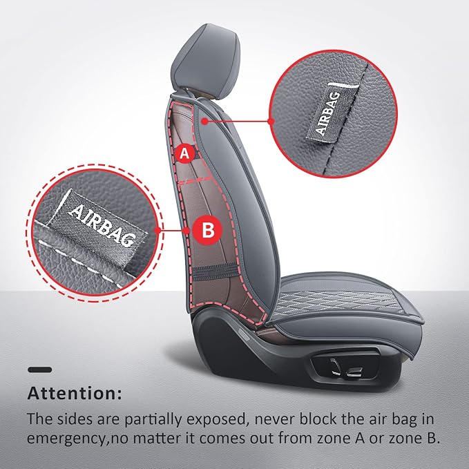 Front Seat Covers,2PCS Leather Car Seat Covers for Sedan SUV Truck | Seat Covers Gray,Breathable Car Seat Cover,2PCS Front Universal Seat Cover ,Seat Protector For Families, Pets Commuters - Image 2