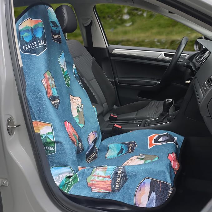 Car Seat Cover Protector Front Seats,for Gym Workout,Running,Swimming,Beach and Hiking,Waterproof Sweat Towel Bucket Seat Covers for Cars SUV Trucks (National Parks, 2Pcs) - Image 2