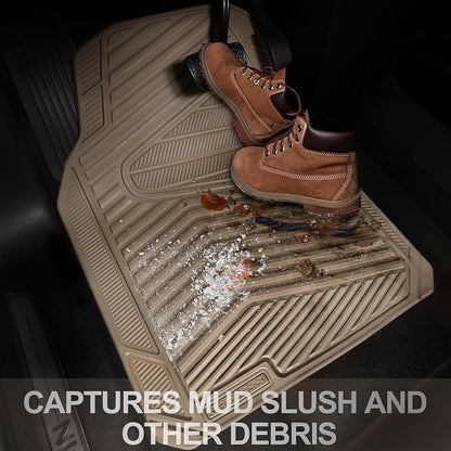 CAR PASS Rubber Car Mats, Waterproof Car Floor Mats All Weather Car Mat Full Set 3 Piece, Tan Automotive Floor Mat Trim to Fit for Cars Sedan SUVs Trucks, Anti-Slip Easy Clean, All Beige - Image 6
