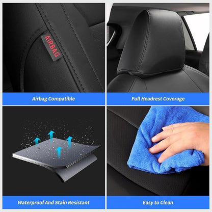 Faux Leather Seat Covers for 2022-2026 Toyota Corolla Cross,Non-Hybrid | Full Set Suv Seat Cushion for Corolla Cross L/XLE/LE,Luxury Waterproof Car Seat Protector,Factory Look,Black-Gray-84 - Image 8
