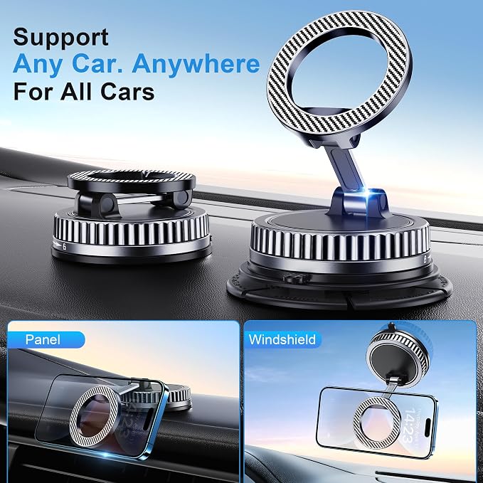 Car Phone Holder for Magsafe [2026 89+LBS Suction & 3700gf Magnetic] 360° Adjustable Cell Phone Mount, Phone Holders for Your Car Dashboard Windshield Speaker Installation for iPhone 17-12 - Image 2