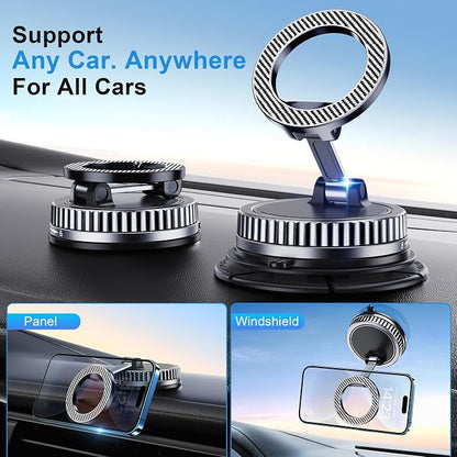 Car Phone Holder for Magsafe [2026 89+LBS Suction & 3700gf Magnetic] 360° Adjustable Cell Phone Mount, Phone Holders for Your Car Dashboard Windshield Speaker Installation for iPhone 17-12 - Image 2
