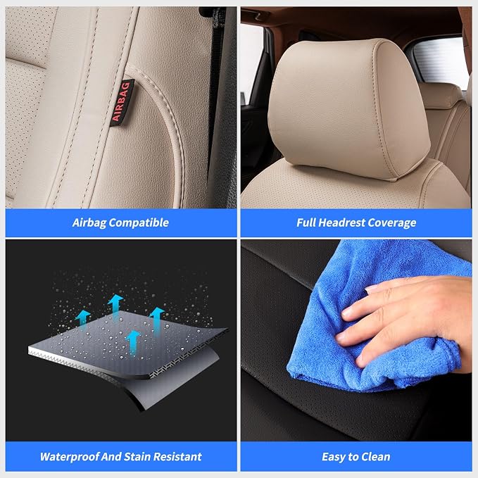 Custom Seat Covers for 2023-2026 Honda CR-V,Premium Faux Leather Car Seat Cover Set,Full Set Waterproof SUV Seat Protector,Armrest Covers Included (Beige) - Image 6