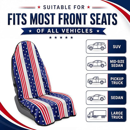 Car Seat Towel Cover for Front Seat, 1Pc Sweat Absorbent Car Seat Protector with Non-Slip Backing, Waterproof Towel Car Seat Cover for Runners, Gym, Swimming, Beach, Pets, American Flag Style - Image 6