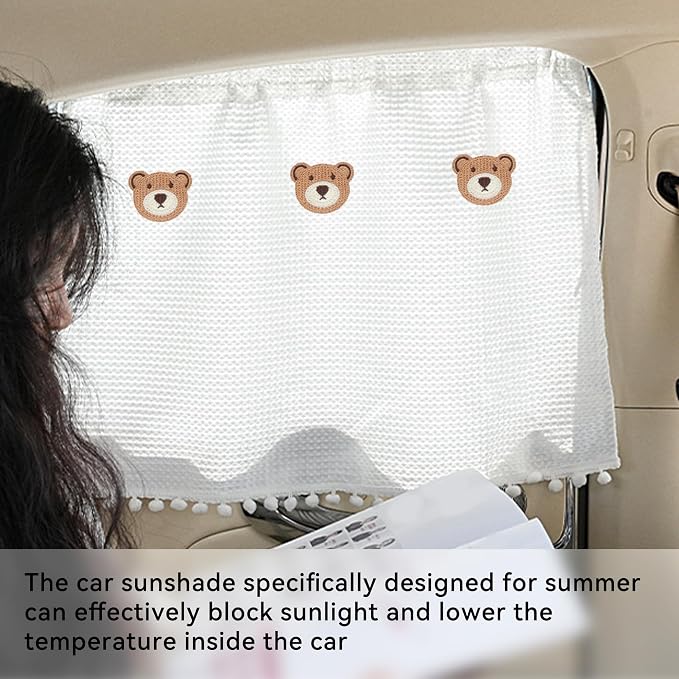 Car Side Window Sun Shade, Cute Blackout Car Window Shade Privacy Curtain for Baby, Automative UV Protection Window Shades with Suction Cup for Back Seat (Three Bears) - Image 5