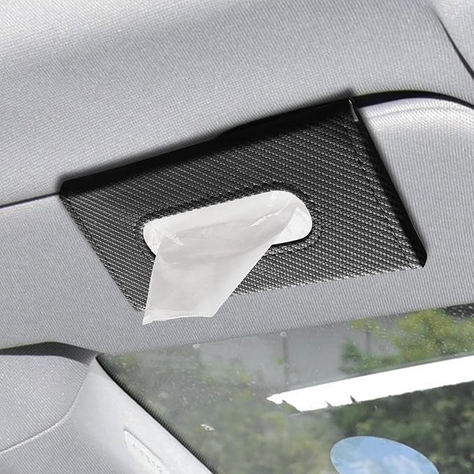 Car Visor Tissue Holder, Tissue Box Holder for Car, Leather Auto Sun Visor Napkin Case Mask Dispenser, Automotive Accessories Rectangular Hanging Auto Napkin Box Fit for Most Vehicles (Black) by Unknown