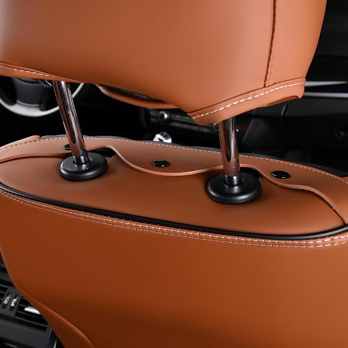 Leather Seat Covers, Seat Covers Full Set, Car Seat Protectors 5 Seats,Automotive Seat Covers Fit for Most Cars Trucks-Brown&Black - Image 9
