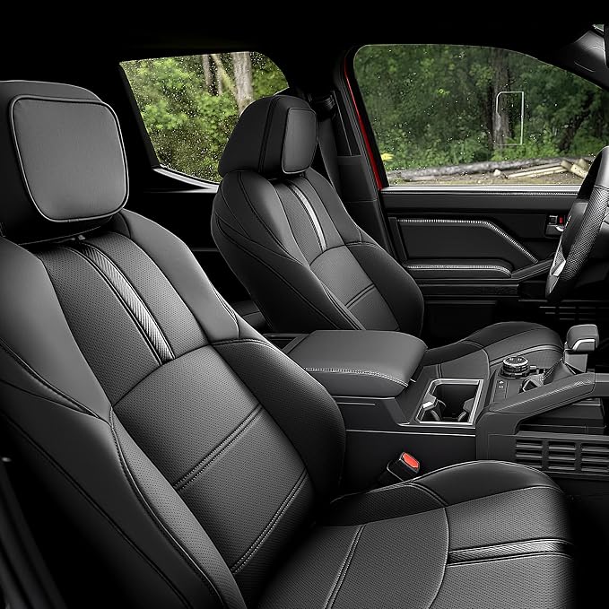 DiffCar® for Toyota Tacoma Seat Covers 2024 2025 2026 Double Cab, Black | Full Set Seat Covers, Faux Nappa Leather Truck Accessories for Tacoma 4th Gen(Gas Only),Custom Fit Car Pickup Seat Protectors - Image 9