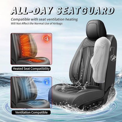 Fit RAV4 Premium Leather Car Seat Covers for Toyota RAV4 2007-2025 2026 - Waterproof，Breathable，All-Weather Seat Cushion Protecto & Airbag Compatible, 2 Front Seat All Black - Image 4