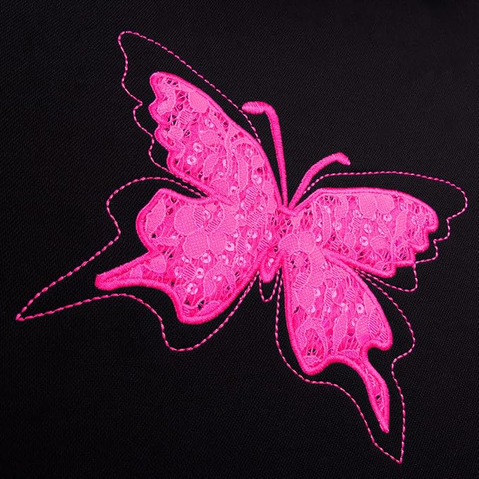 Flying Banner Butterfly car seat Covers ful Set Fashion Universal Lady Woman Female Rear Bench Split Colorized (Black Rose Red, Full Set - Lace) - Image 6