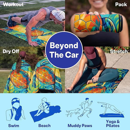2 Pack Car Seat Towel Covers for Gym, Front Seats, Ocean Sea Turtle | Sea Sweat Protector for Front Seats Premium Thickened with Elastic Strap Breathable & Quick Dry Machine Washable Running - Image 6