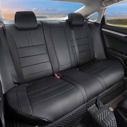 Lolcar Custom Fit Civic Seat Covers for Honda Civic Sedan 2016 2017 2018 2019 2020 2021 LX(Not for LX-P) - 5-Seats Leather Full Set ，Black(Solid Rear Seatback - No Rear Armrest) - Image 7