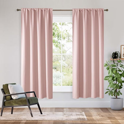 RYB HOME Bedroom Blackout Curtains 63 inches Long, 100% Blackout | Thermal Insulated, Noise Reducing, Curtains for Living Room Nursury, For Sleep, W42 x L63, Biscotti Beige by RYBHOME