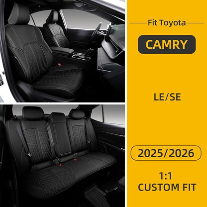 Custom Fit Camry Seat Covers for 2025 2026 Toyota Camry LE SE - Beige | Waterproof Faux Leather Full Coverage, Car Seat Protectors Full Set with Armrest Covers, Airbag Compatible - Image 8