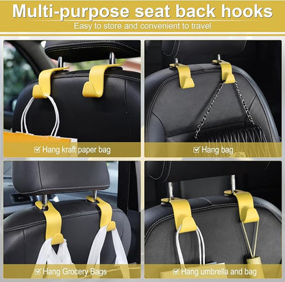 LivTee Car Seat Headrest Hook, Car Headrest Hidden Hook, 4 Pack Universal Auto Car Back Seat Hook Organizer for Purse Coat, Car Interior Accessories (Yellow) - Image 5