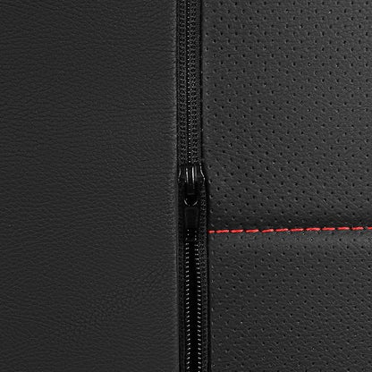 CAR PASS Leather Back Seat Cover,Piping Waterproof Bench Seat Cover, Rear Seat Cover Universal Fit for Cars Sedans SUVs Truck 95% Automotive Interior Backseat Car Covers (Rear,Black and Red) - Image 8