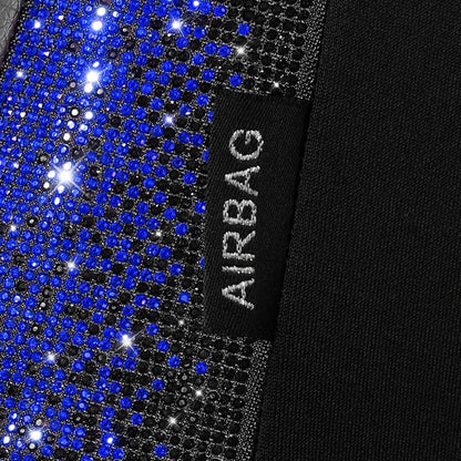 CAR PASS Bling Diamond Black Leather Car Seat Covers Full Set Interior Sets, Waterproof Shining Glitter Sparkly Crystal Universal Armrest Fit Automotive Truck SUV Cute Women Girl, Blue Rhinestone - Image 7