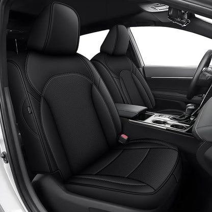 Custom Fit Seat Covers for Toyota Camry 2025-2026 XLE XSE Full Set | Black Seat Covers, Premium Faux Leather, Waterproof, Airbag Compatible, Easy to Clean, Factory-Style Fit, Interior upgrades by AOMSAZTO