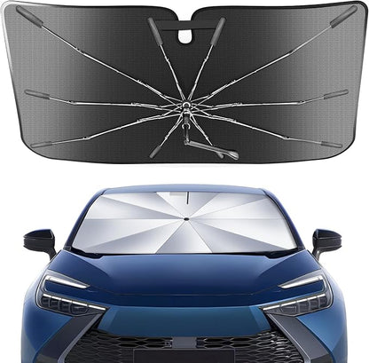 Portable for Toyota C-HR 2018-2023 2024 Windshield Sunshade Umbrella with Carry Bag, 2 in1 Ice Crystal Durable Compact Shade Umbrella UPF50+ UV Front Window Heat Insulation Protection Outdoor Camping by Epltion