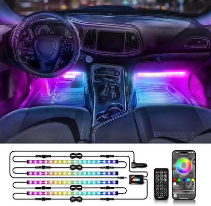 OPT7 Aura DreamColor RGBIC Interior Car Lights with App & Remote, 4PC Kit | Chasing Light Effects, Rainbow Ambient Glow, Multicolor LED Strips, SUV Under Dash Decor, Music Sync Lighting - Image 9