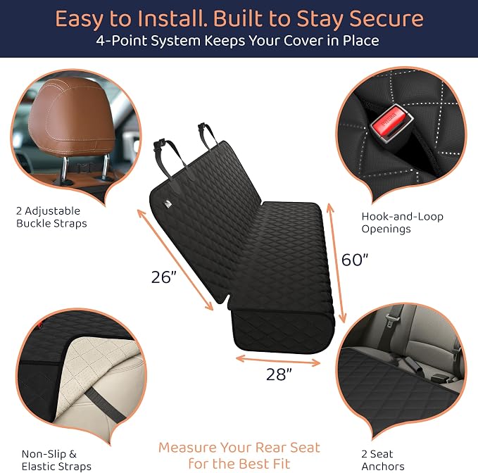 Bench Back Seat Cover for Dogs, Rear Dog Car Seat Covers for SUV & Truck | 100% Waterproof, Easy Install & Clean, Secure Non-Slip Fit, Scratch Protection, Universal Fit, Heavy-Duty Materials - Image 3