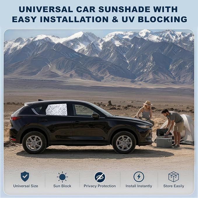 ZATOOTO Rear Side Window Sun Shade, 2 Pack Car Window Covers 99% UV Block | Car Curtains Magnetic Side Window Sun Shade, Heat Reflective, Keeps Cooler, Taking a Nap, Changing Clothes, Camping - Image 2