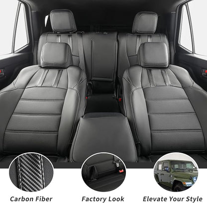 Tacoma Seat Covers Custom Fit for 2005-2011 Toyota Tacoma Double Cab/Crew Cab (TRD Sport Seats),Waterproof Faux Leather Car Seat Protector-Full Set (Black & Carbon Fiber) - Image 4
