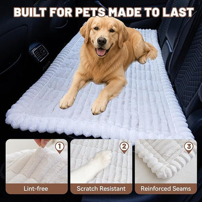 Dog Car Seat Waterproof Bed Cover Back Seat White 23.6”x51” | Nonslip Soft Comfortabl Pet Bed Mat Car Blanket for Travel Backseat Extender Seat Covers Dog Bed for Cars Trucks and SUVs - Image 8