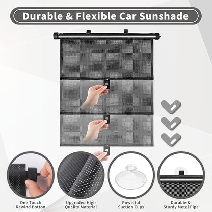 Sfee Car Window Shade for Side Windows, 4 Pack Sun Shade Retractable for Car Blocks Heat and UV Rays Glare Protection Roller Sunshade Visor for Baby, Kids, Pets, Passengers - Image 4
