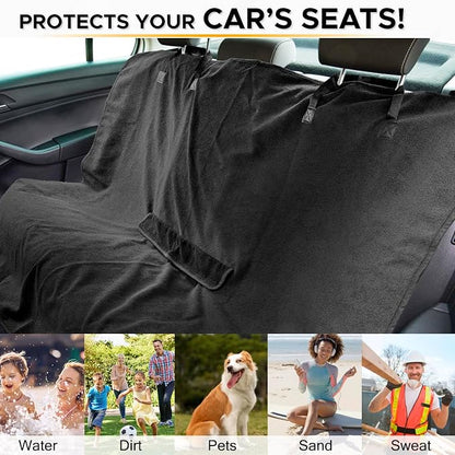 Back Seat Cover Waterpoof Rear Bench Towel Seat Cover for Gym Swimming Surfing Running, Non-Slip Rear Seat Protector Universal Fits Most Auto Truck Van and SUV (Bench Black) - Image 7