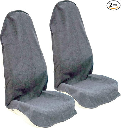 Car Seat Cover Protector Front Seats,for Gym Workout,Running,Swimming,Beach and Hiking,Waterproof Sweat Towel Bucket Seat Covers for Cars SUV Trucks (Grey, 2Pcs) by LoyaGour