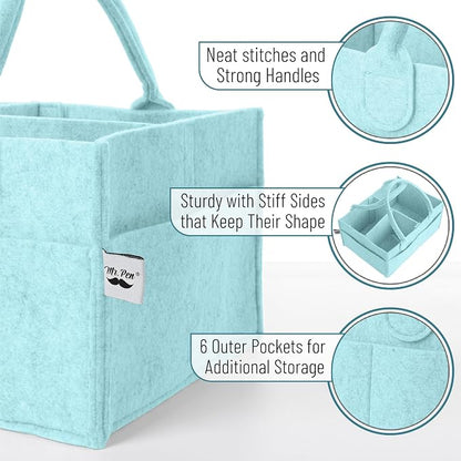 Mr. Pen- Baby Diaper Caddy Organizer, Light Blue | Nursery Storage Bin and Car Organizer for Diapers and Baby Wipes - Image 3