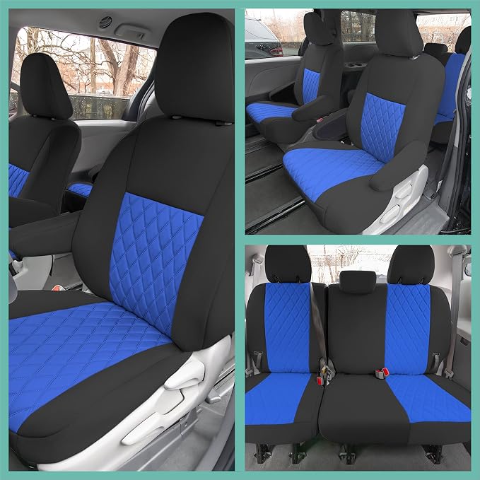 FH Group Custom Fit Car Seat Covers Specifically Made for 2011-2020 Toyota Sienna 7 Seater with Ultraflex Neoprene Water Resistant Automotive Seat Covers - Full Set Blue - Image 2