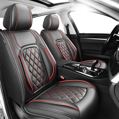 Fit CHR Premium Leather Car Seat Covers for Toyota CHR 2018-2021 2022 - Waterproof，Breathable，All-Weather Seat Cushion Protecto & Airbag Compatible, 2 Front Seat Red Line Black by Unknown
