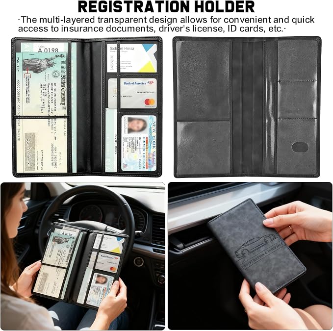 Car Accessories Gift Set for New Drivers, 13PCS Everyday Car Essentials Kit with Registration Insurance Holder, Cup Holder Coasters, Headrest Hooks & Cleaning Brushes for Men & Women - Image 2