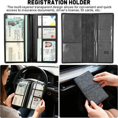 Car Accessories Gift Set for New Drivers, 13PCS Everyday Car Essentials Kit with Registration Insurance Holder, Cup Holder Coasters, Headrest Hooks & Cleaning Brushes for Men & Women - Image 2