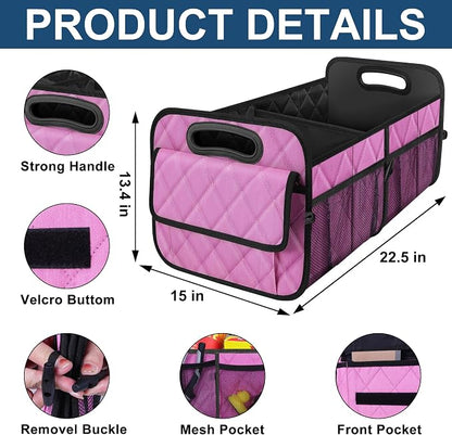 Deosk Car Trunk Organizer for SUV, Car Organizers and Storage with Reinforced Handles, Car Accessories for Women/Men 70L Waterproof Polyester Trunk Organizer(Large, Pink) - Image 5