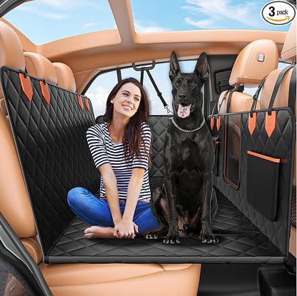 IJVAE Dog Seat Cover for Back Seat, Hard Bottom Back Seat Extender Holds 500 lbs, Waterproof & Nonslip Car Hammock for Large Pets, Comfortable Travel Seat Protector for SUV and Sedan by IJVAE