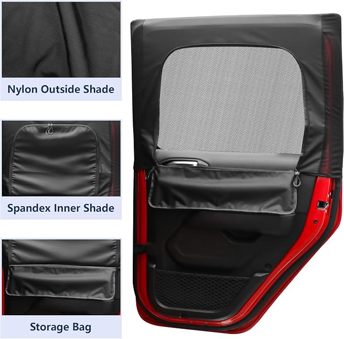 sukemichi Side Car Window Sunshades for Jeep Wrangler JK JL Gladiator JT Accessories, 2 Pcs Rear Window Sun Shade Privacy Full Covers/Half Shade for Jeep Wrangler, Window Curtains for Baby Protection - Image 8