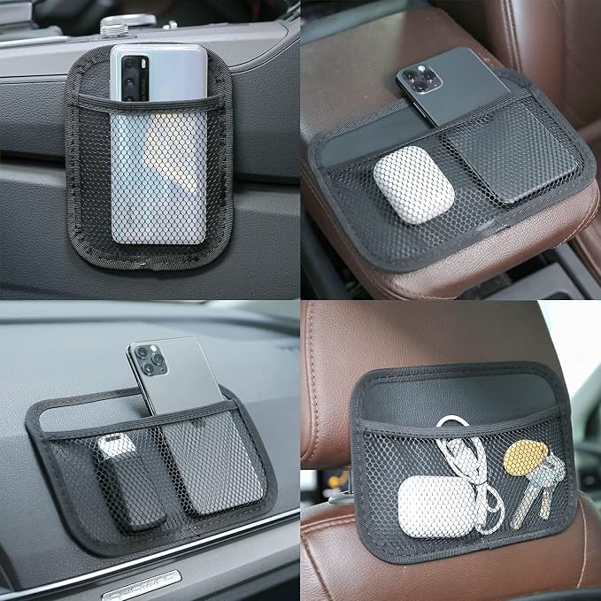 INNOLIFE Car Net Pocket Side Clutter Scattered Storage Phone Holder Strong Paste Organizer 8"x5.75"(2pcs L) - Image 6