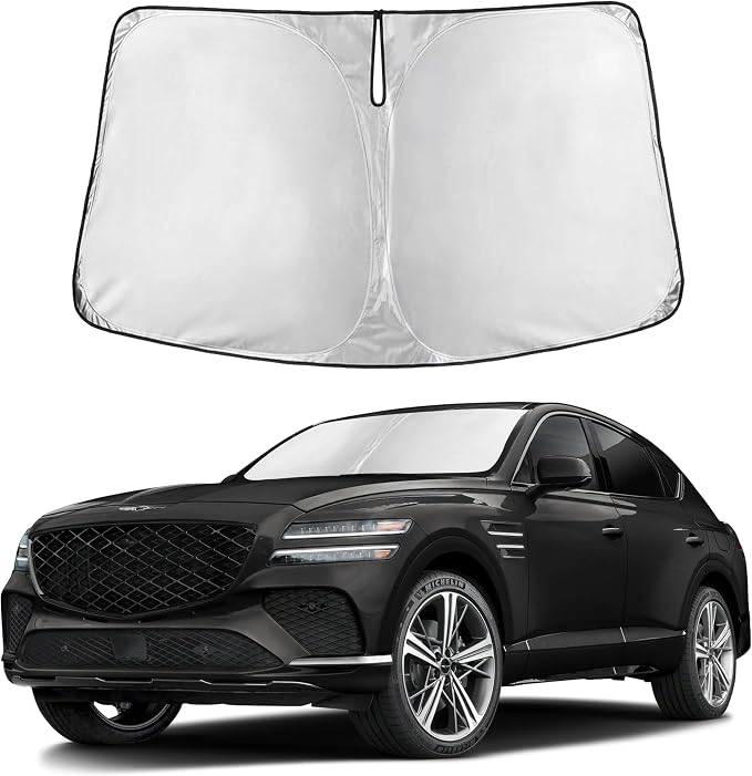 Autovir Windshield Sun Shade Fit for 2021-2023 2024 2025 Genesis GV80 | Sunshade, Front Car Window Shades Sun Visor, Blocks UV Rays & Heat, Car Accessories by Autovir
