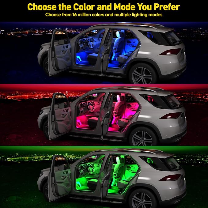Honalia Interior Car Lights,Car LED Lights with Music Mode and Scene Mode | Footwell Lighting for Car with Smart APP Control,USB Car LED Lights Interior for Truck Jeep SUV Man Woman DC 5V - Image 2