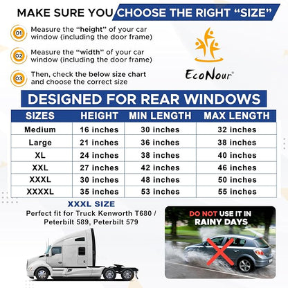 EcoNour Truck 2-Pack Side Window Shade | Stretchable & Breathable Mesh | Privacy Blackout Sunshade for Semi Truck - Kenworth T680 / Peterbilt 589, Peterbilt 579 (XXXL 30" x 48") - Image 4