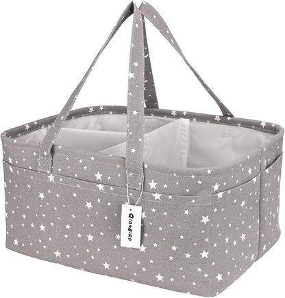 Baby Diaper Caddy Organizer- Extra Large Portable Diaper Basket with Removable Divider, Multi-Use Nursery Organizer for Diapers,Wipes,Baby Essential-Perfect Baby Basket bag Registry Must Have by QiANBiRD