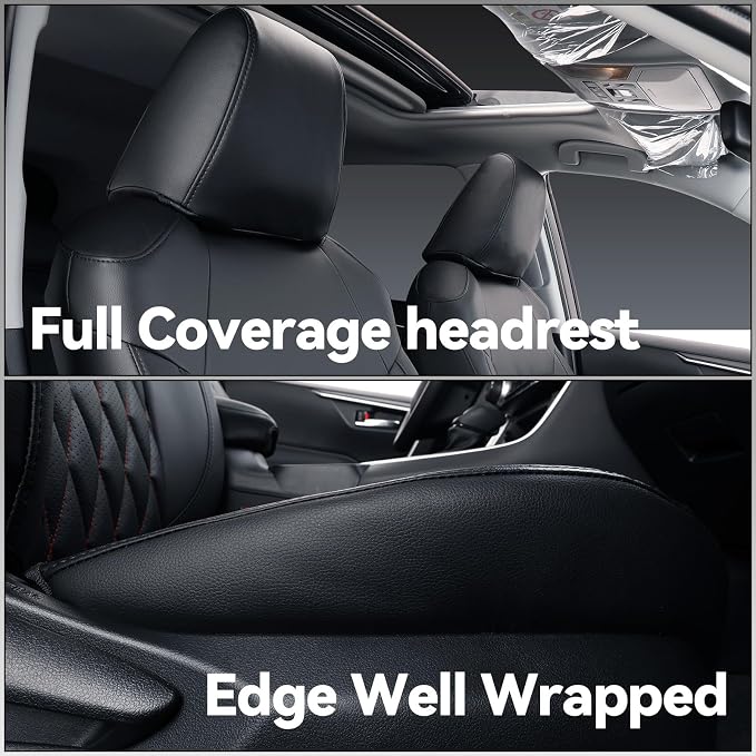Full Set Car Seat Covers for Honda Odyssey 2018-2026,8-Seater,Faux Leather | for EX,EX-L,Elite,Touring,Sport,2nd Row 40/20/40 Split Seat,Luxury Waterproof Seat Protector,Fit Like A Glove(Black-Diamond) - Image 5