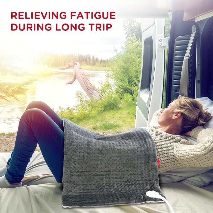 Comfytemp 12V/24V Car Electric Blanket for Back Neck Shoulders Hip 17"x33" | Portable Mini Travel Blanket for Waist, Truck, SUV, 4 Heat Settings, 11Auto-Off, Washable for Drivers Women Men Winter - Image 6