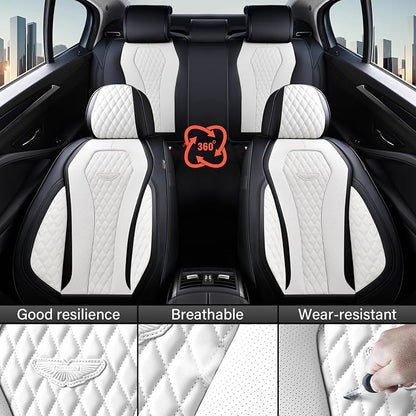 Coverado Seat Covers 2 Pack, Car Seat Covers Front Seats, White Car Seat Cover, Waterproof Car Seat Covers, Car Seat Cushion, Front Leather Seat Protector Fit for Most Cars - Image 5