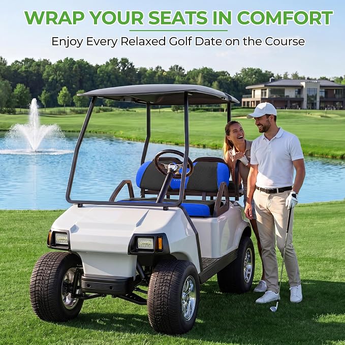 10L0L Golf Cart Seat Covers for Yamaha EZGO Club Car Seat Towel Cushion | Breathable Mesh All-Season Front/Rear Seat Blanket, UV Resistant, Cool Comfort, Machine Washable, Easy On, Great Golf Gift - Image 5